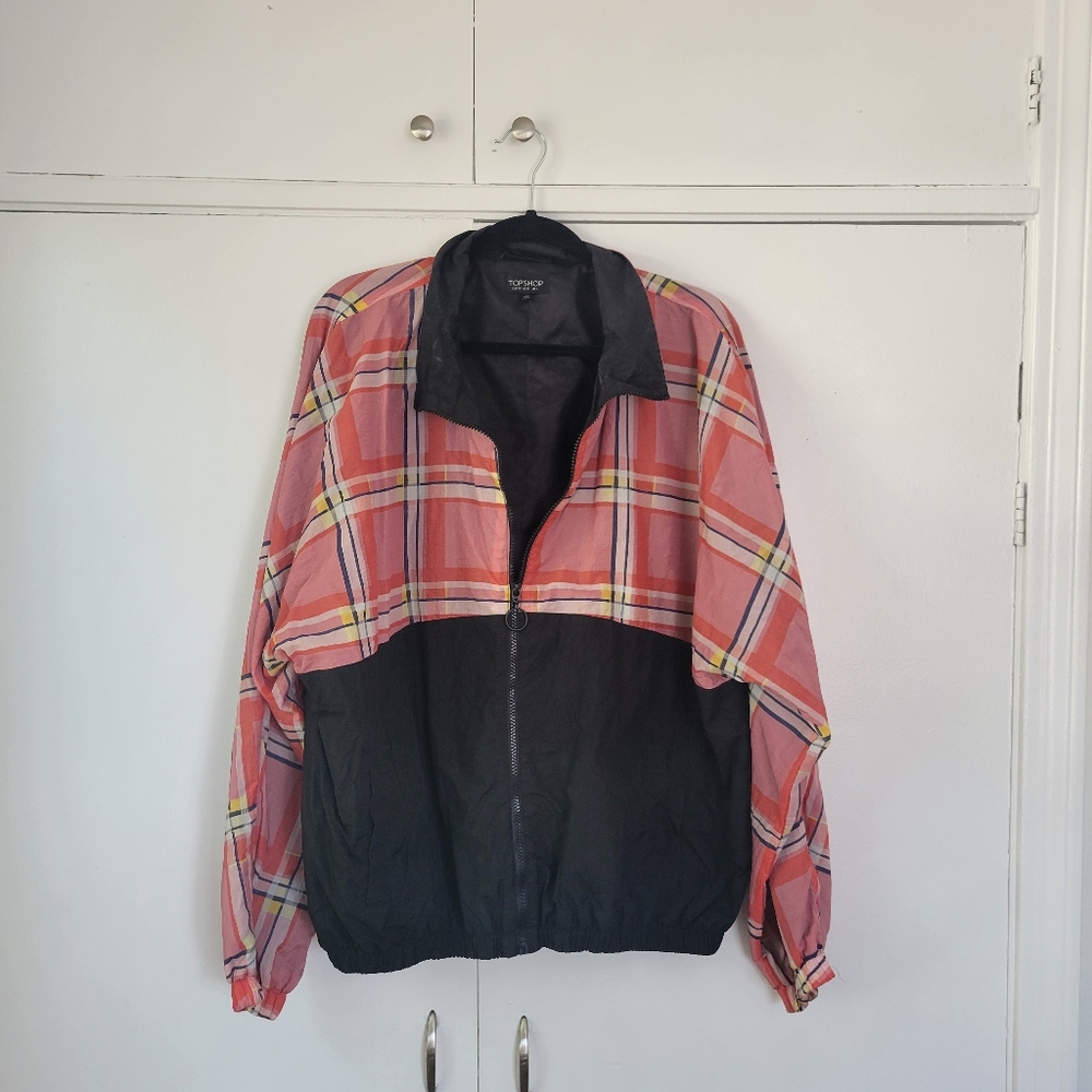 Topshop Windbreaker Jacket - Pink/Black